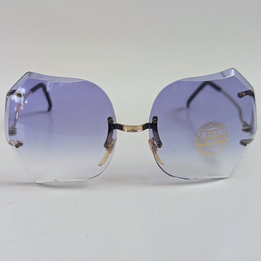 NWT TruVintage Lady's 80's fashion diamond cut rimless Gradient lens Sunglasses